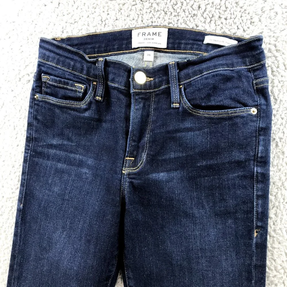 FRAME Womens Size 26 Le Skinny De Jeanne Queens Way Dark Wash Stretch Denim Jean